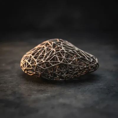 示意圖:鈦灰色的金屬3D列印晶格結構零件